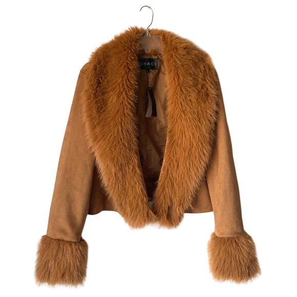 Shaci Jackets & Blazers - SHACI RILEY faux fur vegan suede camel brown jacket L large NEW